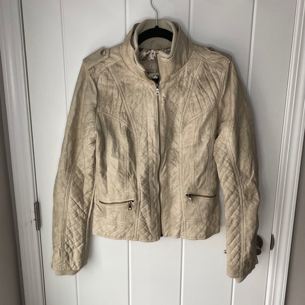 Tan leather GUESS jacket